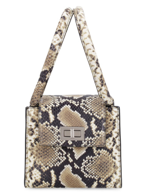 By Far Sabrina Snakeskin-printed Foldover Tote Bag