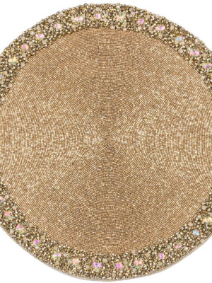Nomi K Gold Classic Round Beaded Placemat