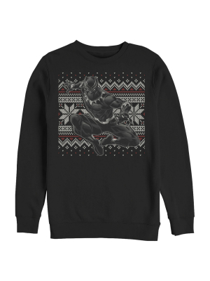 Men's Marvel Black Panther Knit Pattern Print Sweatshirt