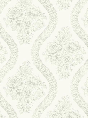 Coverlet Floral Wallpaper In White And Grey From The Magnolia Home Collection By Joanna Gaines