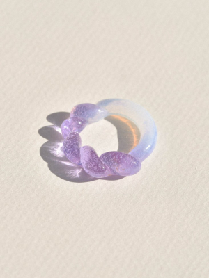 Lavender / Opal Half Twist Glass Ring