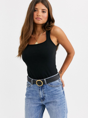 Asos Design Hourglass Tank With Sexy Square Neck In Black