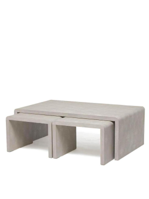 Harlow Nesting Coffee Tables Sand Faux Shagreen