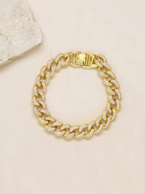 Embellished Pave Chain 18k Gold Plated Bracelet