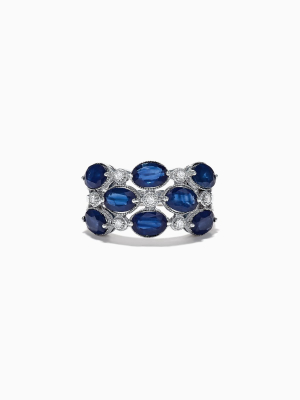 Effy 14k White Gold Blue Sapphire And Diamond Ring, 4.66 Tcw