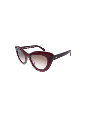 Kate Spade Luann/s S1k Womens Cat-eye Sunglasses Burgundy Red Studs 50mm