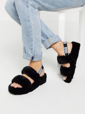 Ugg Oh Yeah Logo Double Strap Sandals In Black