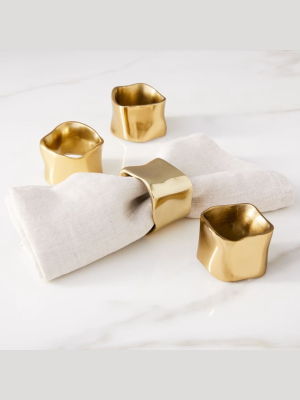 Molten Gold Napkin Ring (set Of 4)