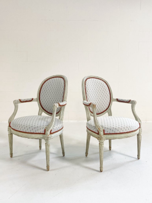 Louis Xv Style Chairs In Dedar "cherry Oh" Fabric