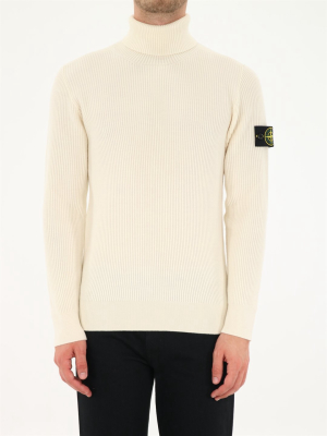 Stone Island Logo Patched Roll-neck Ribbed Jumper