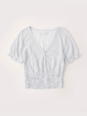 Smocked Wrap-front Top