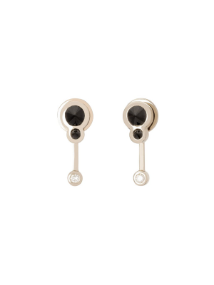 Small Drop Earrings - Black & White Diamond