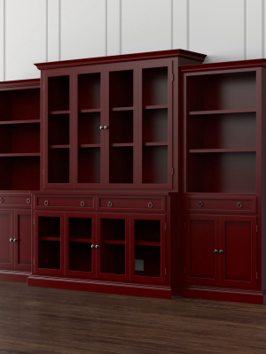 Cameo 4-piece Modular Red Glass Door Wall Unit With Storage Bookcases