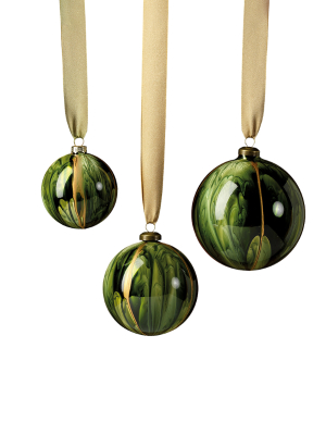 Watercolor Glass Ornament - Shiny Green