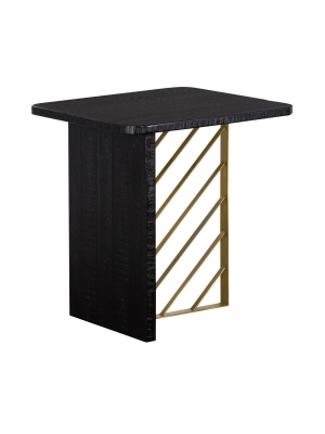 Monaco Side Table Black Wood/antiqued Brass - Armen Living