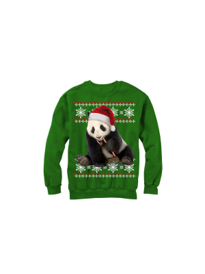 Men's Lost Gods Ugly Christmas Panda And Candy Cane Sweatshirt