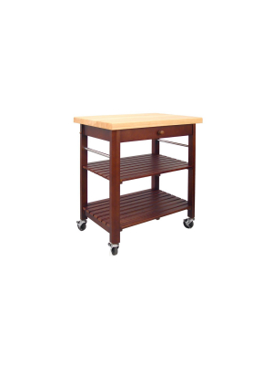 Wood Roll About Kitchen Cart In Cherry Stain Brown - Catskill Craftsmen