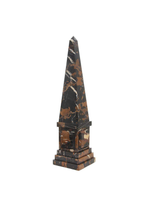 Atlas Collection Black & Gold 20" Marble Obelisk