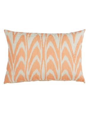 Lacefield Designs Ikat Scallop Coral Pillow - Lumbar