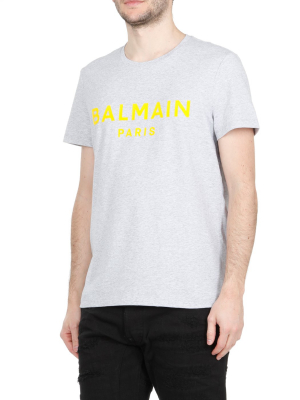 Balmain Flocked Logo Crewneck T-shirt