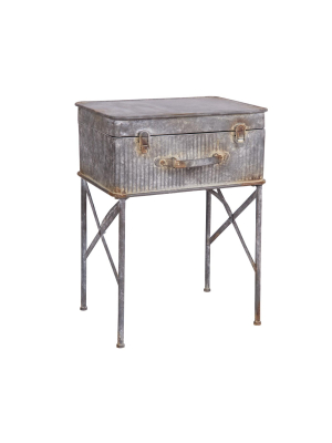 Distressed Metal Suitcase Side/end Table - Foreside Home And Garden