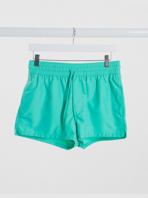 Asos Design Swim Shorts In Bright Green Super Short Length