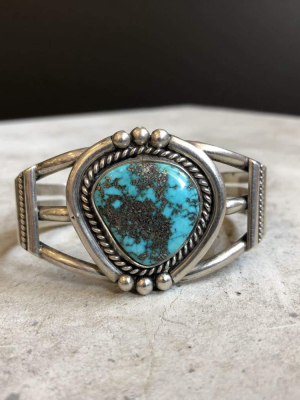 Sterling Silver Cuff W/ Pyrite Matrix Turquoise | Vintage