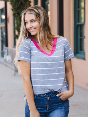 Reese Top - Gray Stripe