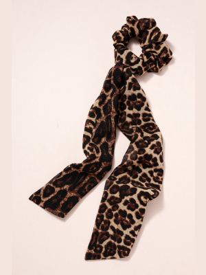 Leopard Print Detachable Scarf Pony