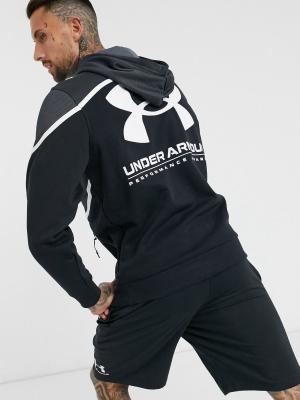 Under Armour Rvial Fleece Hoodie In Black And Gray