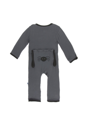 Kickee Pants Applique Coverall - Stone Spiders