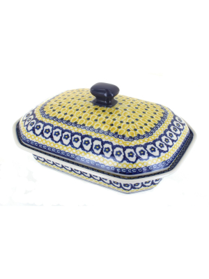 Blue Rose Polish Pottery Saffron Medium Covered Baking Dish