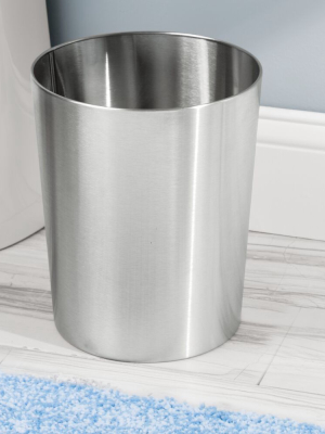 Mdesign Round Metal Small Trash Can Wastebasket, Garbage Bin