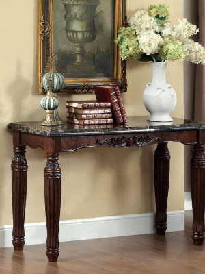 Mullie Traditional Faux Marble Top Sofa Table Brown - Iohomes