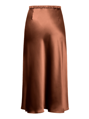 Dido Belted Satin Midi Skirt