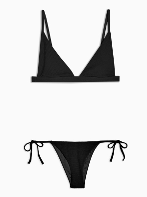 Black Crinkle Bikini Set