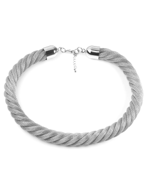 West Coast Jewelry Stainless Steel Twisted Mesh Necklace