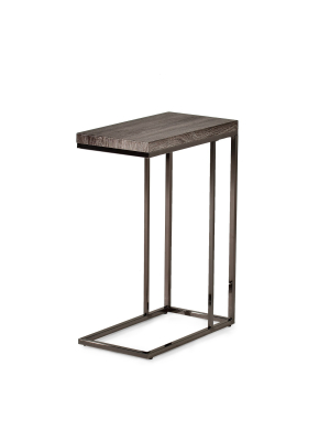 Lucia Chairside End Table With Nickel Gray - Steve Silver