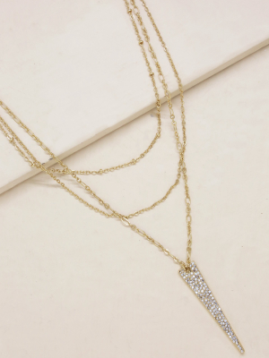 Layered Crystal Spike 18k Gold Plated Necklace