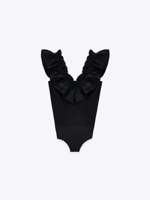 Ruffled Poplin Bodysuit