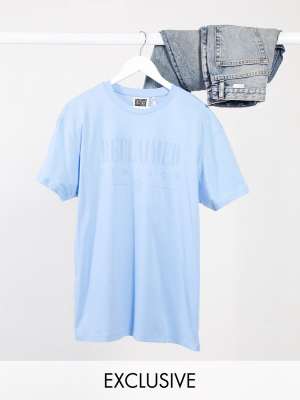 Reclaimed Vintage Inspired Logo T Shirt In Washed Blue