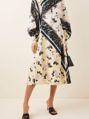 Annetta Printed Silk Crepe Midi Dress