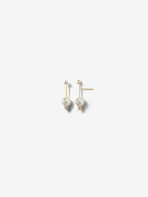 Sea Of Beauty Collection.  Pearl And Diamond Small Bar Earrings Sbe247