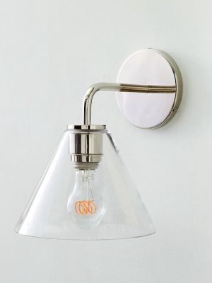 Sculptural Glass Cone Sconce - Clear