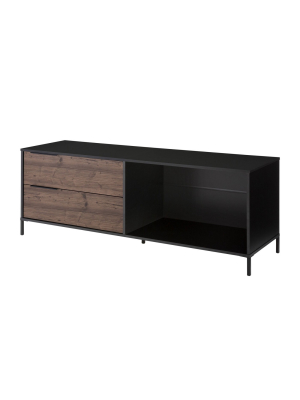 60" Wood And Metal Entertainment Tv Stand With 2 Drawers For Tvs Up To 58" Brown/black - The Urban Port