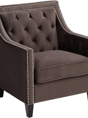 55 Downing Street Tiffany Chocolate Brown Tufted Armchair