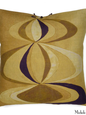 Printed Linen Pillow Concentric Ochre 22x22