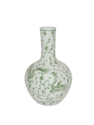 Dragon Lotus Celadon Globular Vase