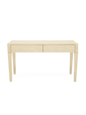 Sorin 2 Drawer Desk Off White Faux Shagreen