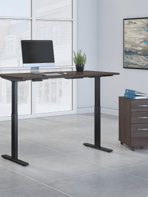 Bush Business Furniture 72wx30d Hght Adjustable Desk W Storage Storm Gray/black Powder Coat